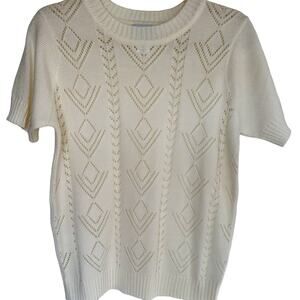 Vicki Wayne Vintage Sweater Short Sleeve Ivory Medium Grannycore